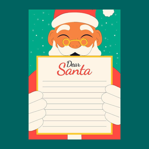 Vector gratuito carta de deseos de santa de diseño plano