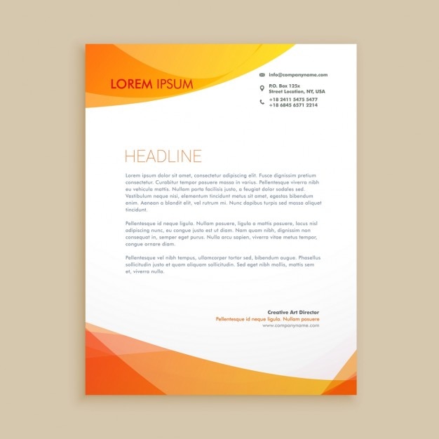 Vector gratuito carta con membrete elegante naranja