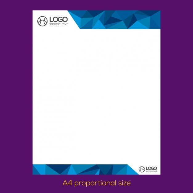 Vector gratuito carta con membrete polígonal azul