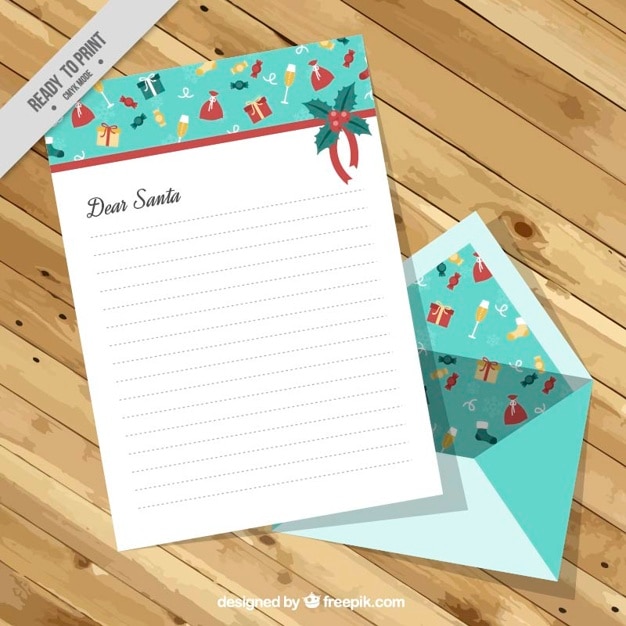 Vector gratuito carta de navidad con elementos decorativos y sobre