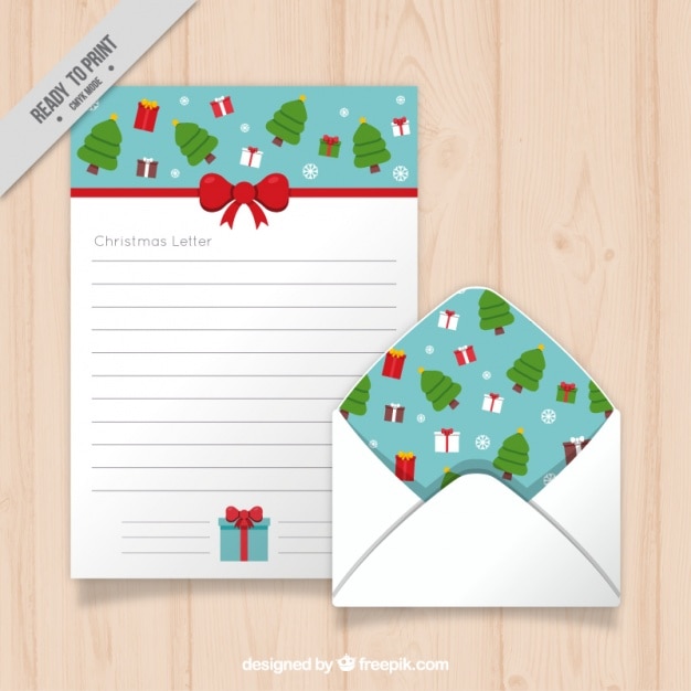 Carta de navidad fantástica con regalos y árboles