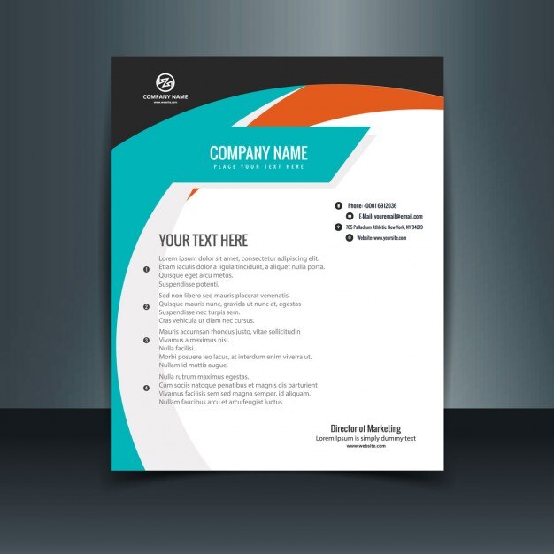 Carta de negocios azul y naranja