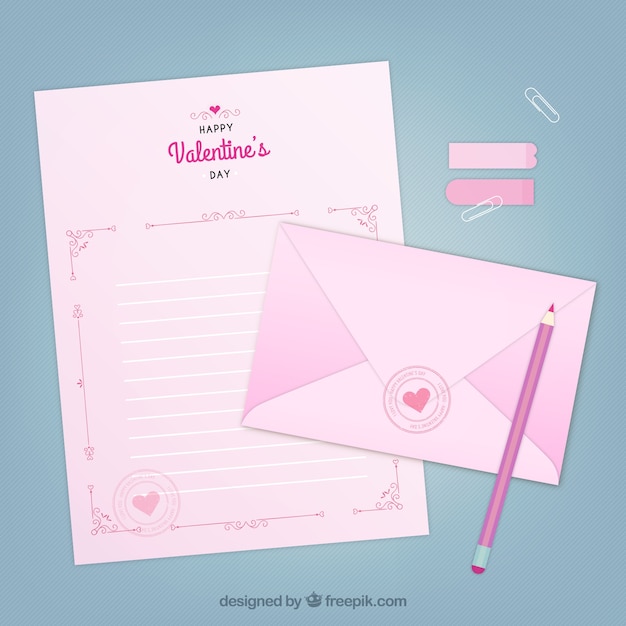 Vector gratuito carta rosa del día de san valentín