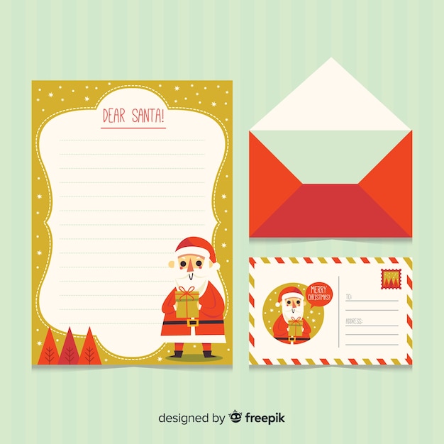Carta y sobre de navidad