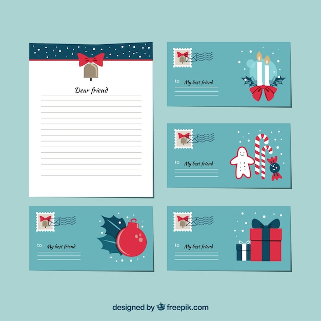 Carta y sobres de navidad 
