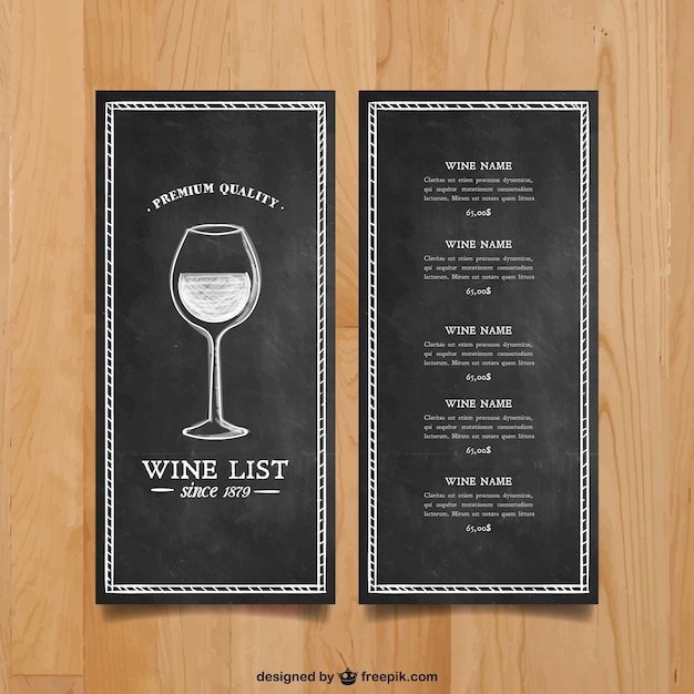 Carta de vinos plantilla