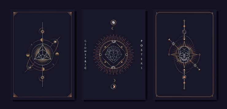 Vector gratuito cartas del tarot de símbolos astrológicos geométricos