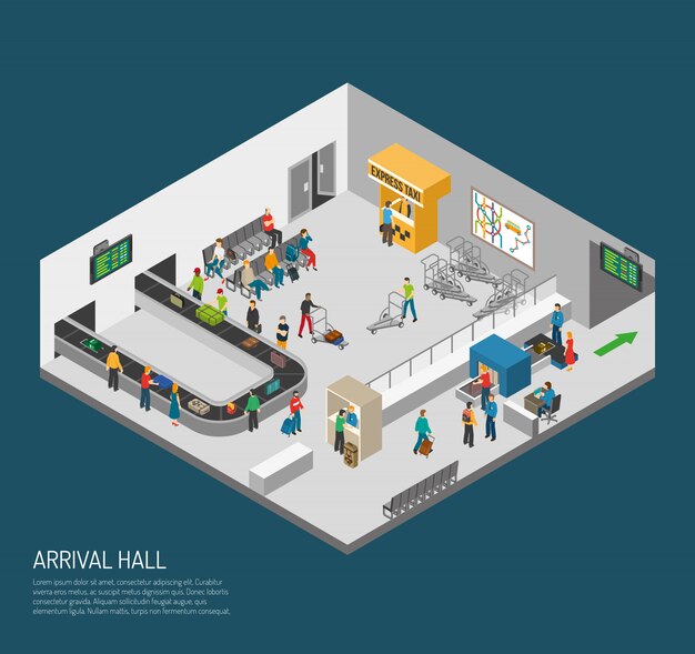 Cartel del aeropuerto de Hall de llegada