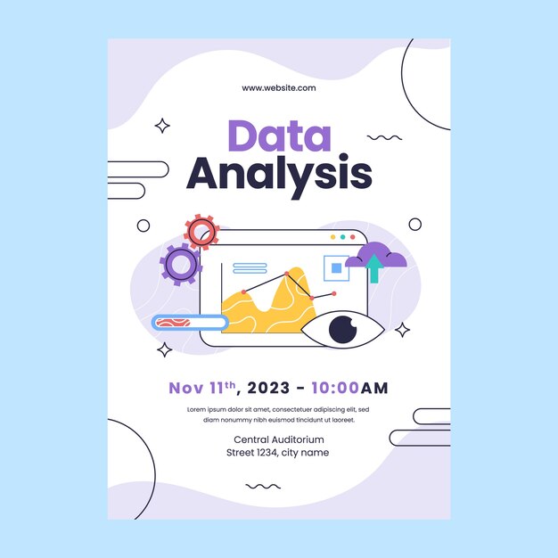 Cartel de análisis de datos dibujado a mano.