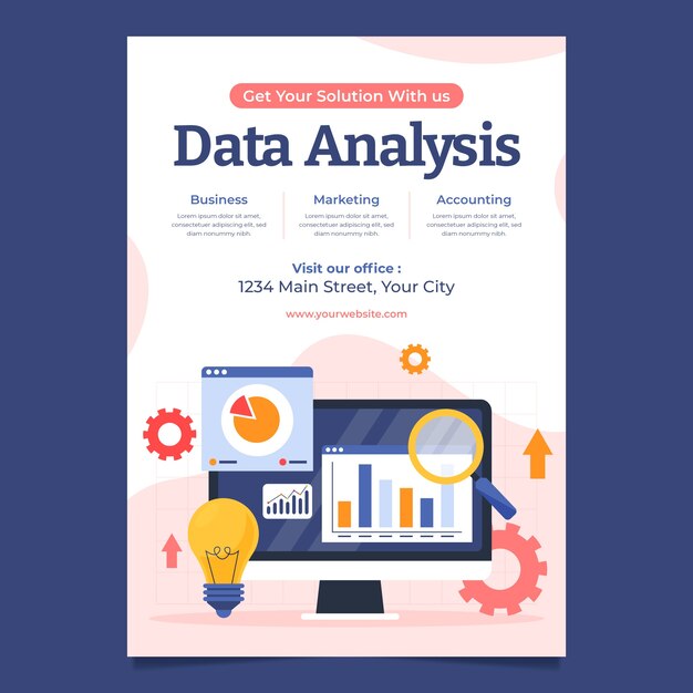 Cartel de análisis de datos dibujado a mano.