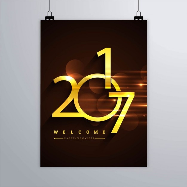Cartel de año nuevo 2017 en estilo moderno 