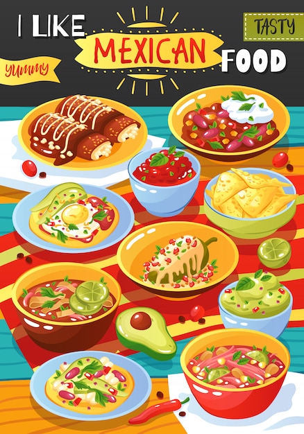 Cartel de anuncio de comida mexicana