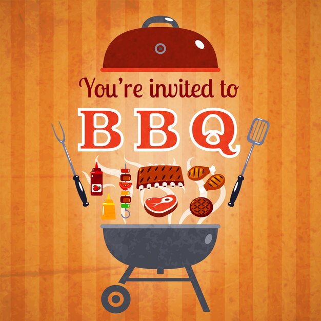 Cartel de anuncio de evento de invitación de barbacoa