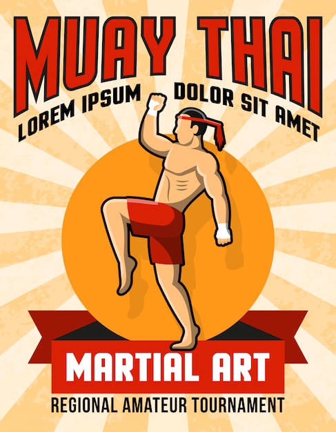 Vector gratuito cartel del arte marcial tailandés de muay