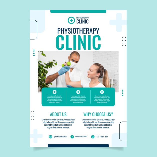 Cartel de ayuda de fisioterapeuta de diseño plano