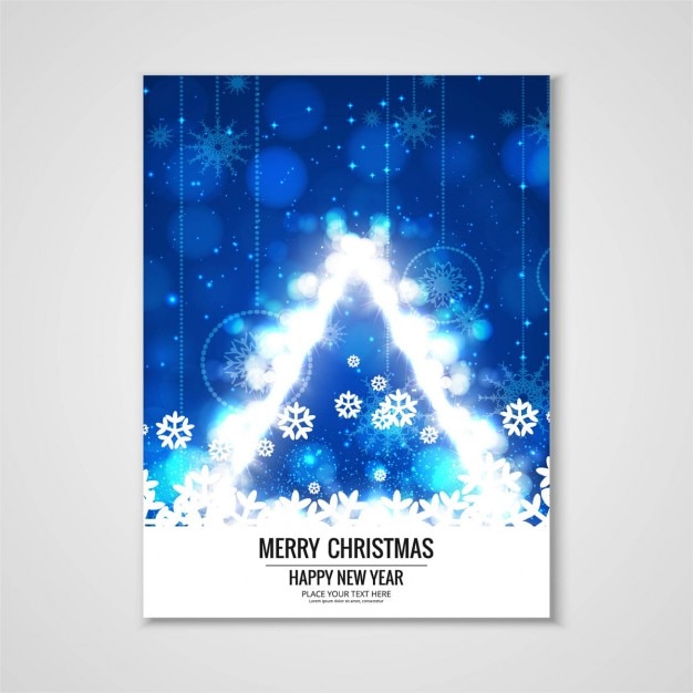 Vector gratuito cartel azul con un árbol de navidad blanco