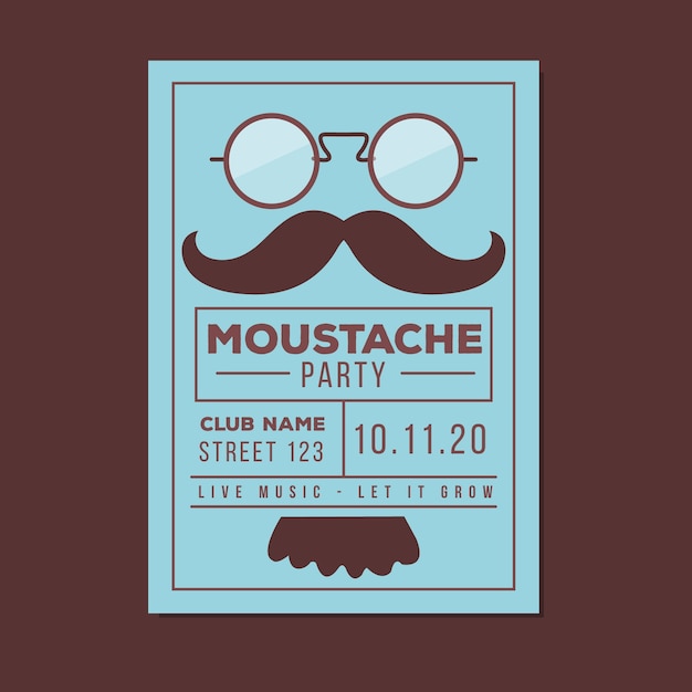 Cartel azul de movember con gafas