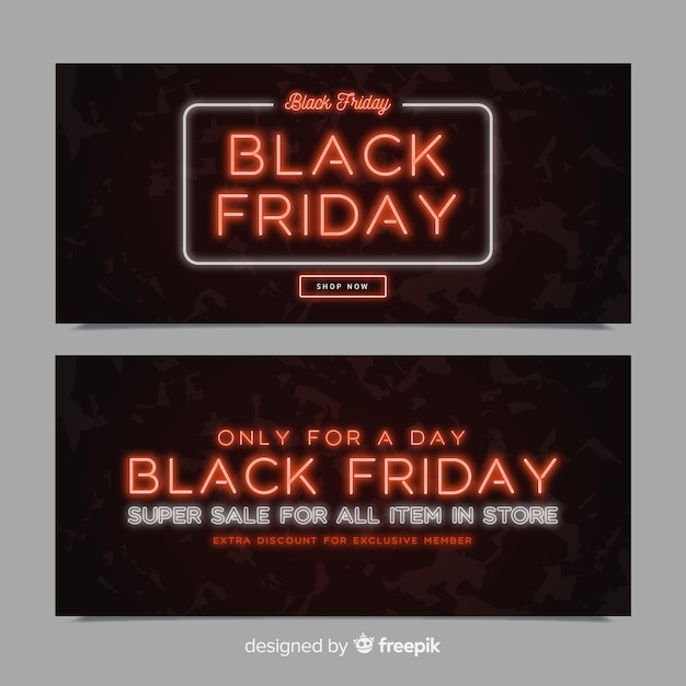 Cartel de black friday con estilo neón