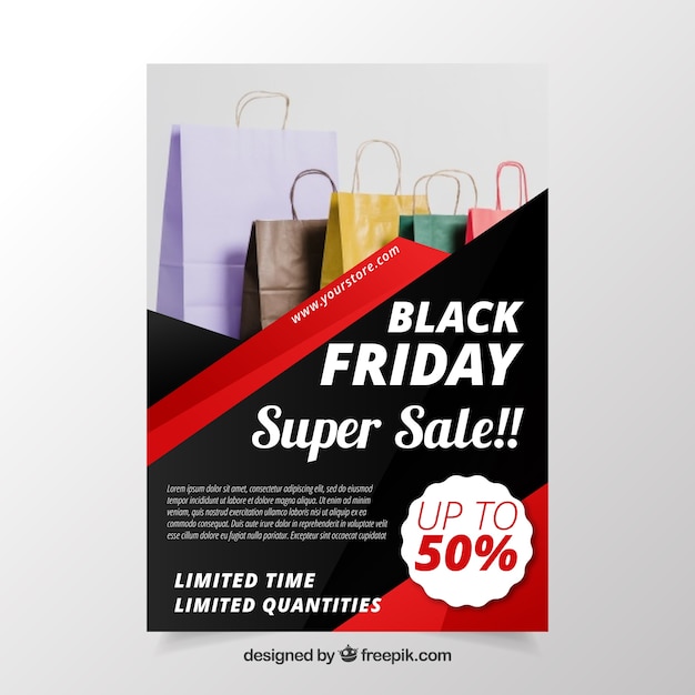 Cartel de black friday con imagen de bolsas