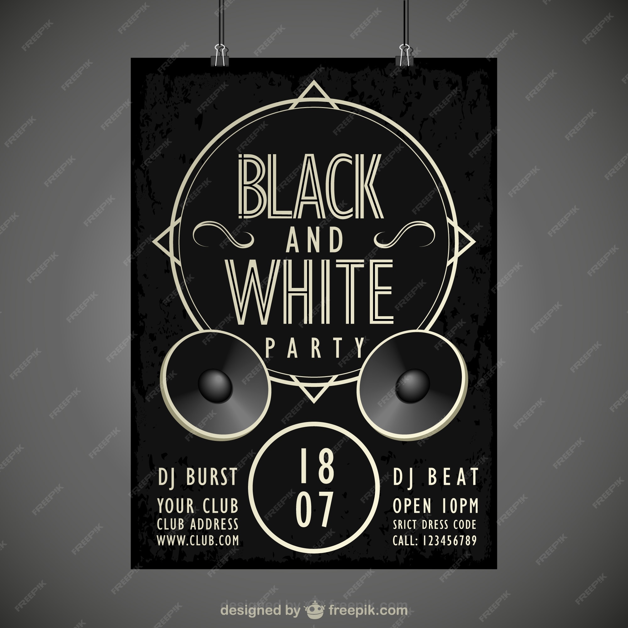 irregular Sospechar enero Cartel en blanco y negro de fiesta | Vector Gratis