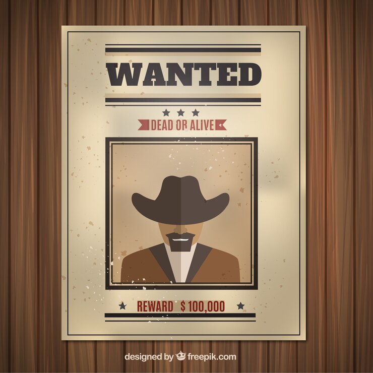 Vector gratuito cartel de se busca con criminal en diseño plano