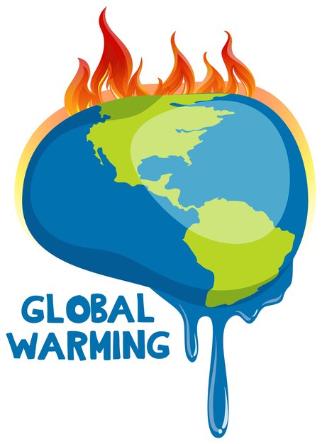 Cartel de calentamiento global con tierra derretida.