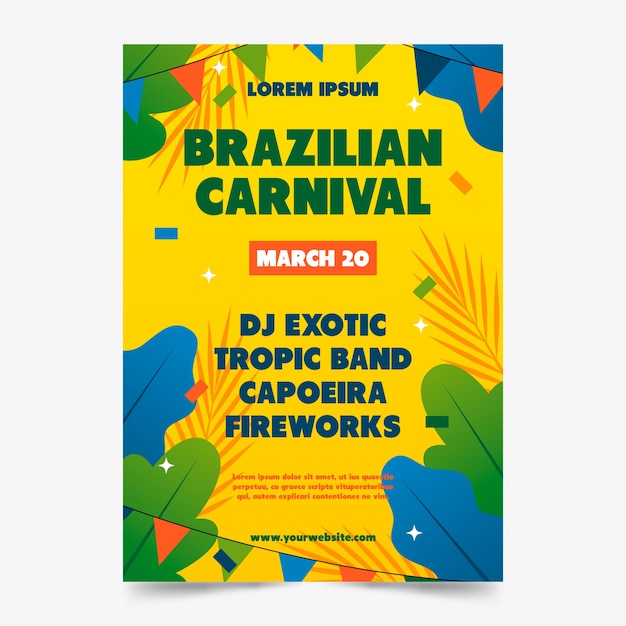 Cartel de carnaval brasileño dibujado a mano