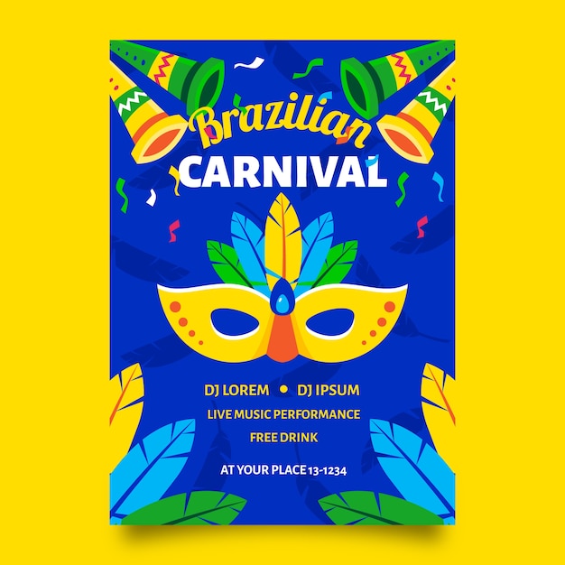 Cartel de carnaval brasileño con máscara