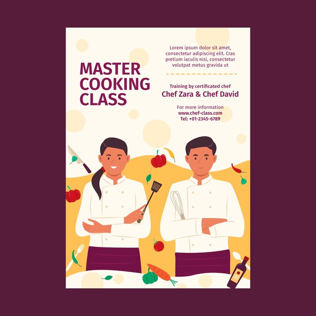 Cartel de carrera de chef de diseño plano