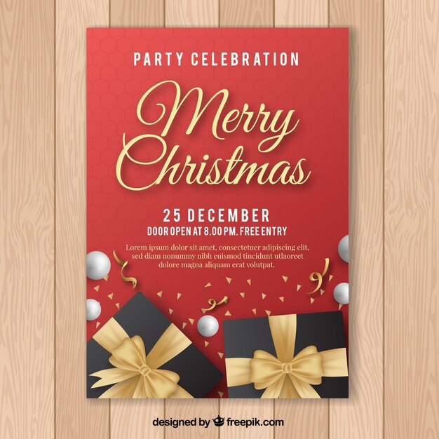Cartel de celebración de navidad en diseño realista