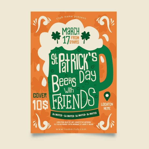 Vector gratuito cartel de cerveza con amigos del día de san patricio