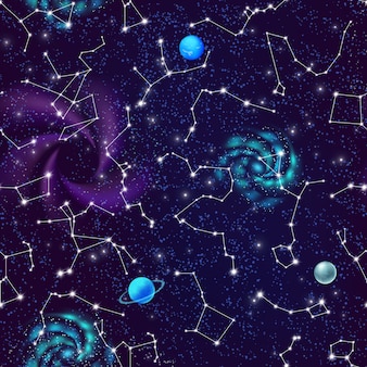 Cartel de cielo nocturno realista con constelaciones