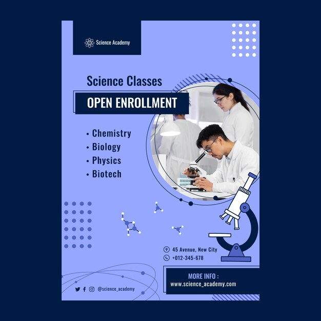 Cartel de ciencia de microscopio dibujado a mano