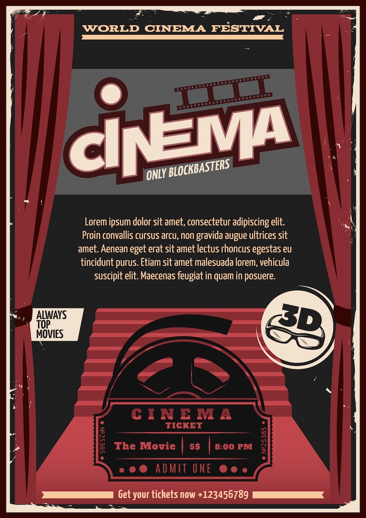Vector gratuito cartel de cine de alfombra roja
