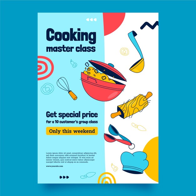 Cartel de clase de cocina dibujado a mano