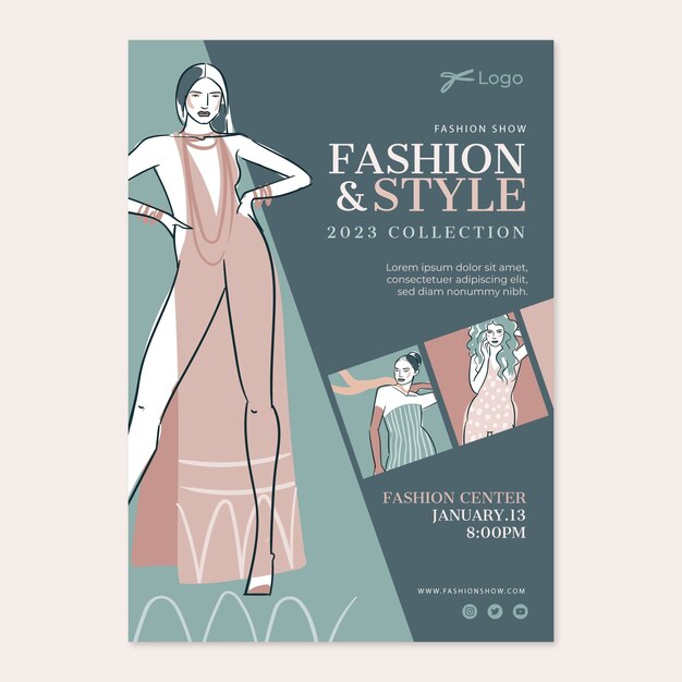 Cartel de colección de moda dibujado a mano
