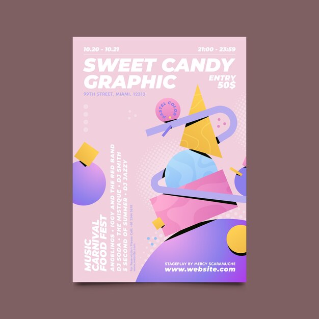 Cartel de color pastel de caramelo degradado