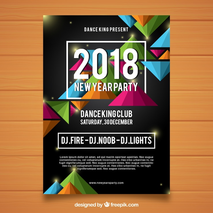 Vector gratuito cartel colorido abstracto de la fiesta de año nuevo