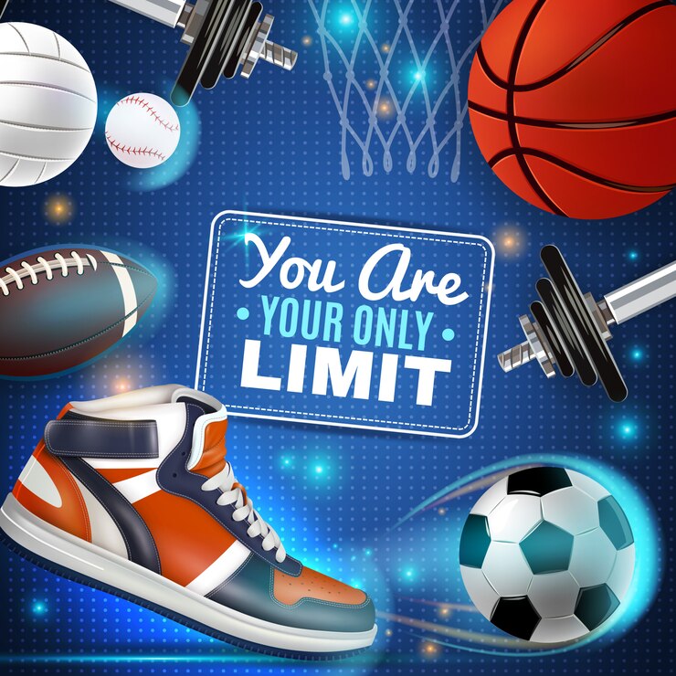 Vector gratuito cartel colorido con inventario de deporte