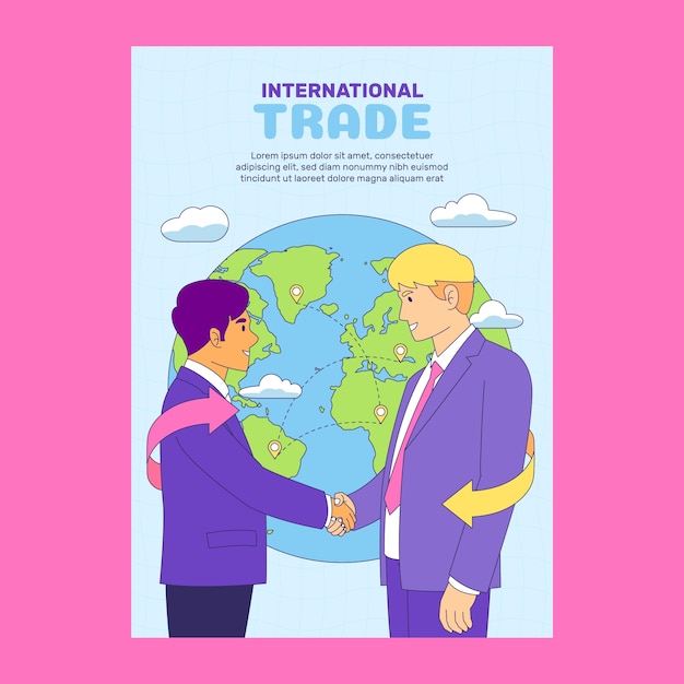 Cartel de comercio internacional dibujado a mano