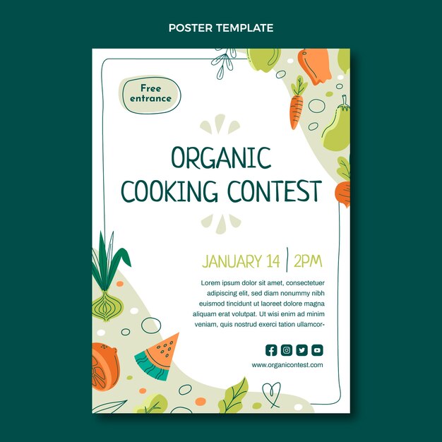 Cartel de comida de diseño plano