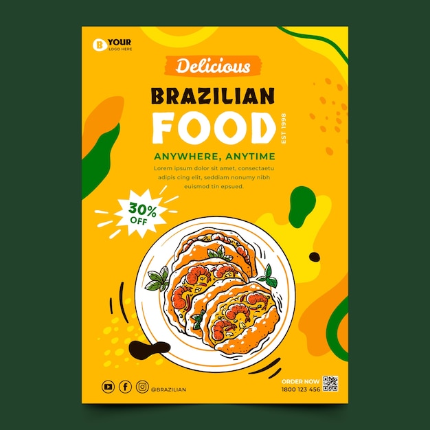 Cartel de comida latam de diseño plano