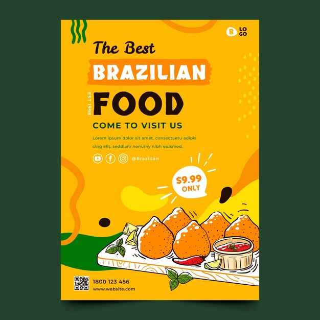 Cartel de comida latam de diseño plano