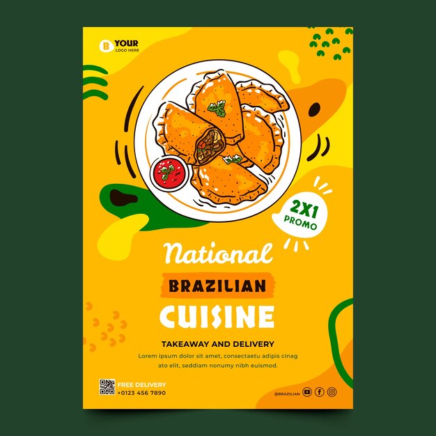 Cartel de comida latam de diseño plano