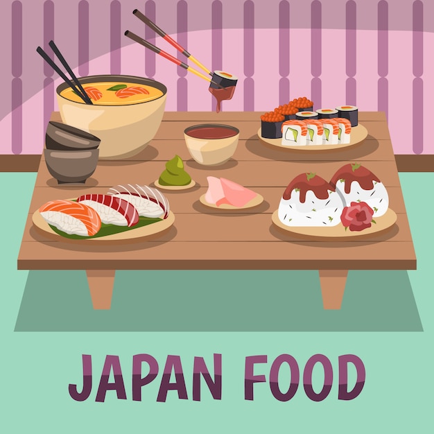 Vector gratuito cartel de composición de alimentos de japón bckground