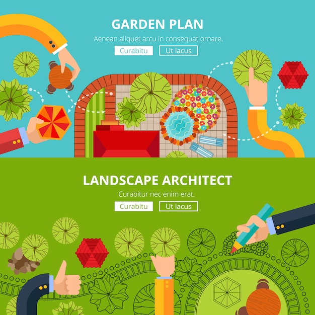 Vector gratuito cartel de concepto de diseño de jardín de paisaje