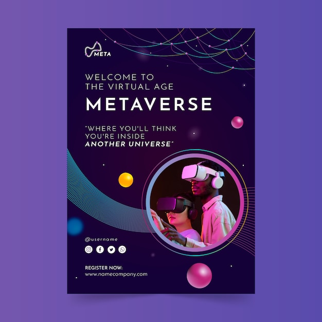 Vector gratuito cartel de concepto de metaverso degradado