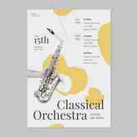Vector gratuito cartel de concierto de una orquesta dibujado a mano