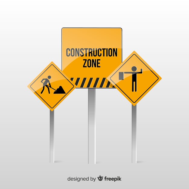 Cartel en construcción realista