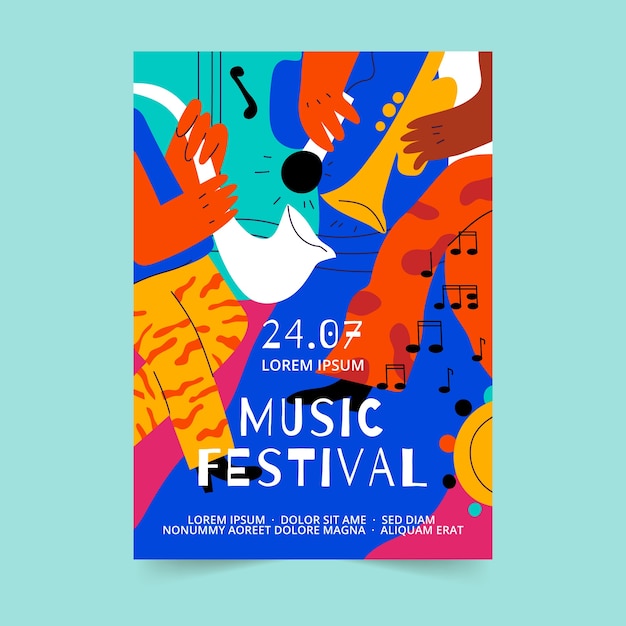 Vector gratuito cartel creativo del festival de música